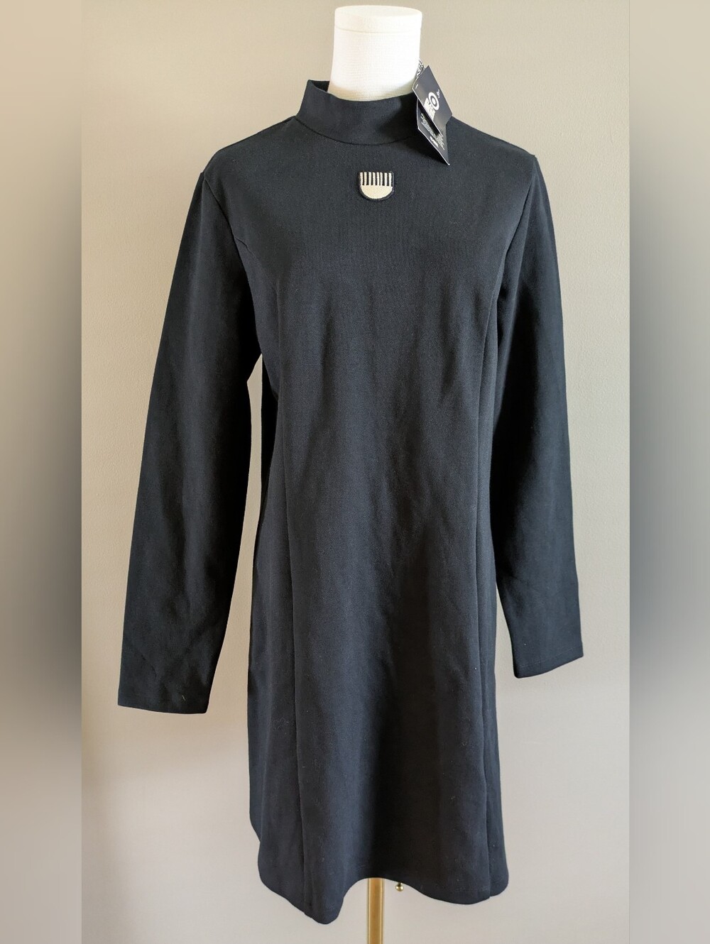 Black History Month Hadiya Williams Black Long Sleeve Patch Midi Dress XL NWT